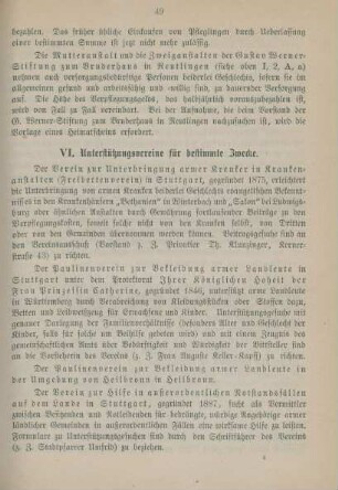VI. Unterstützungsvereine für bestimmte Zwecke.