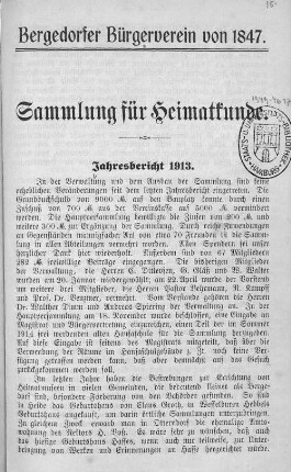 1913: Sammlung für Heimatkunde : Jahresbericht