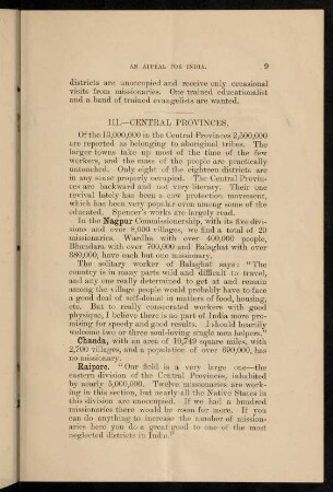 III. Central provinces