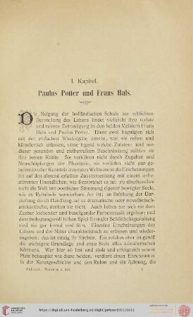 I. Kapitel: Paulus Potter und Frans Hals