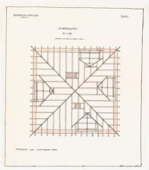 Wohnhaus Hauser, Solln: Grundriss Sparrenlage 1:50