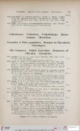 Volksbücher. Volksfeste. Volksbräuche. Ritterromane. Chroniken (Nr. 8384 - 8459)