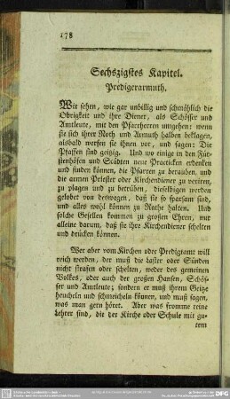 Sechszigstes Kapitel. Predigerarmuth