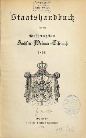 Staatshandbuch für das Großherzogtum Sachsen. 1896