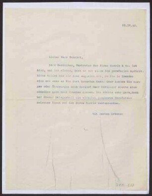 Schreiben an Karl Schmidt (Brief)