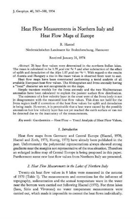 Heat flow measurements in northern Italy and heat flow maps of Europe