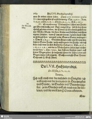 Die LVII. Hochzeitpredigt. Ex Hoseae.2.v.19.20