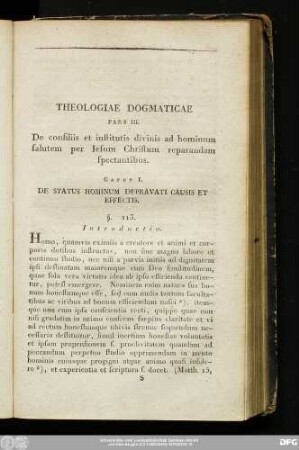 Caput I. De Status Hominum Depravati Causis Et Effectis.