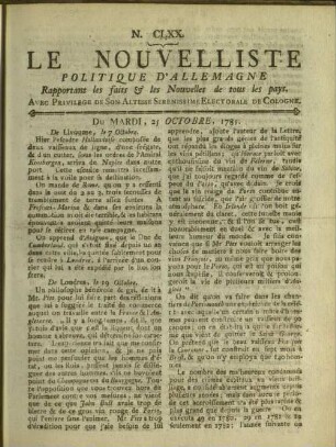 Le nouvelliste politique d'Allemagne. 1780-1787