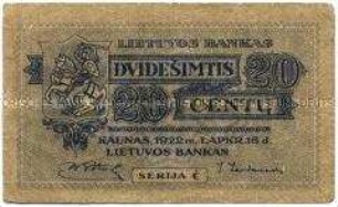 Banknote, 20 Centu