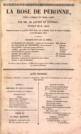La rose de Péronne : opéra-comique en trois actes
