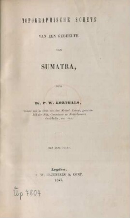 Topographische Schets Van Een Gedeelte Van Sumatra