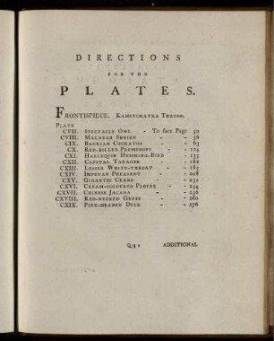 Directions for the plates.