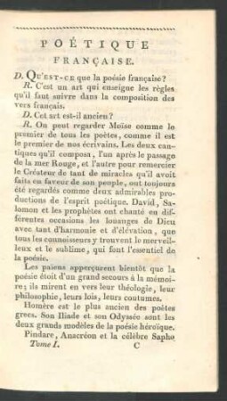 Poétique française.