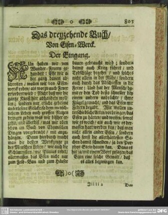 Das dreyzehende Buch, Von Eisen-Werck