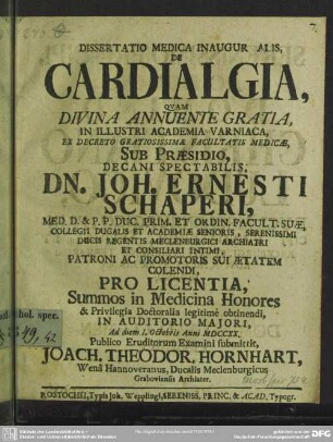 Dissertatio Medica Inauguralis De Cardialgia