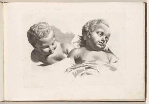 Vorlagenblatt mit zwei Kindern, aus dem Zeichenbuch mit nachgeahmten Stichen aus Piazzettas "Studi di Pittura" [Venedig 1761]