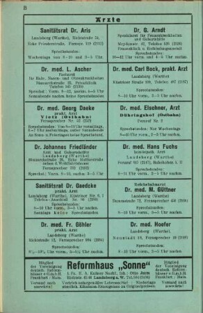 Verzeichnis der Ärzte und Apotheken