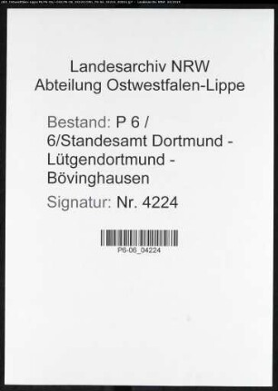 Sterberegister Standesamt Dortmund-Lütgendortmund-Bövinghausen (XI)