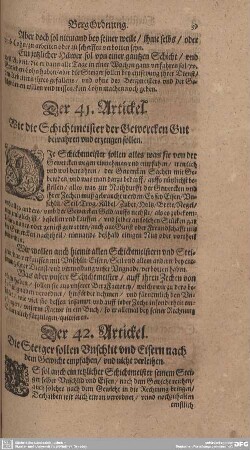 Der 41. Artickel. Wie die Schichtmeister der Gewercken Gur bewahre und erzeugen sollen.