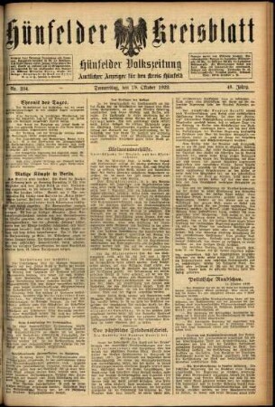Ausgabe vom Donnerstag, den 19. Oktober 1922.