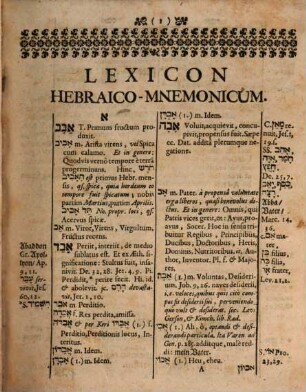 Lexicon Hebraico-Mnemonicum ...