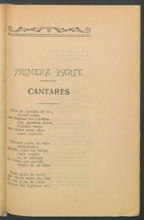 Primera parte : Cantares