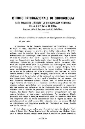 550-551, Istituto internazionale di criminologia della Universita di Roma