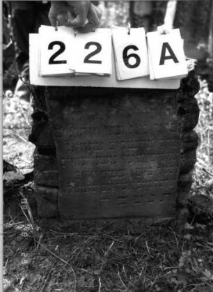 Grabstein 226 (Index: 100095859) Maße HxBxT: 155x43x43 cm Symbolik: Trauerkranz: Grabstein 226A (Detailaufnahme)