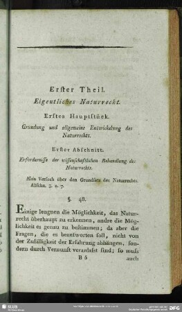 Erster Theil. Eigentliches Naturrecht