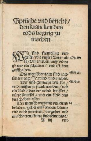 Sprüche unnd bericht/ den krancken des tods begirig zu machen.
