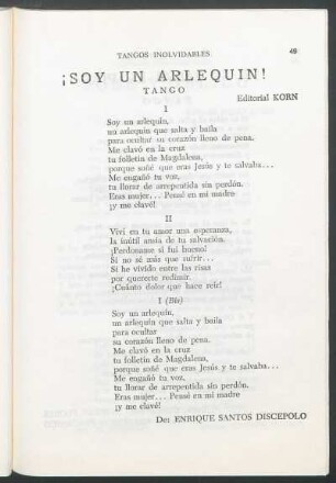 ¡Soy un arlequin! : Tango. - Editorial Korn