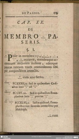Cap. XX. De Membro - Paseris