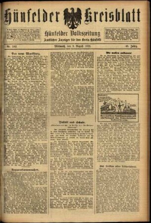 Ausgabe vom Mittwoch, den 09. August 1922.