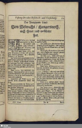 Der Vierzehende Titul: Von Mißwachs / Hungersnoth, auch theuer: und wohlfeiler Zeit.
