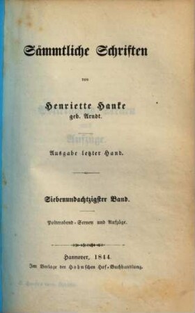 Sämmtliche Schriften : von Henriette Hanke, 87. Polterabend-Scenen und Aufzüge