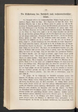 Die Erscheinung des Antichrist nach muhammedanischer Lehre