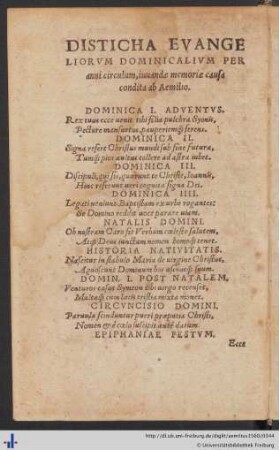 Disticha Evangeliorum Dominicalium.