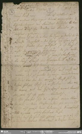 Eigenh. Brief von Karl August Schlegel an August Wilhelm von Schlegel, Fort St. George, 26.08.1784