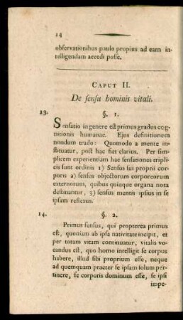 Caput II. De sensu hominis vitali