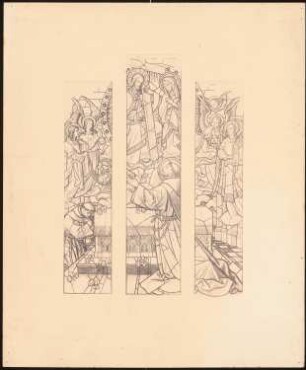 Unzugeordnete Altäre, Kircheneinrichtung, Skulpturen und Ornamente: Vorzeichnung für Kirchenfenster (nicht von Klomp)