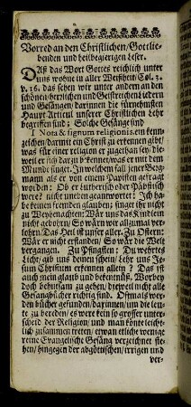 Vorred an den Christlichen/ Gottliebenden und heilbegierenden Leser.