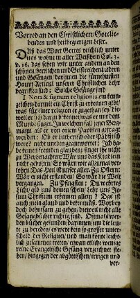 Vorred an den Christlichen/ Gottliebenden und heilbegierenden Leser.