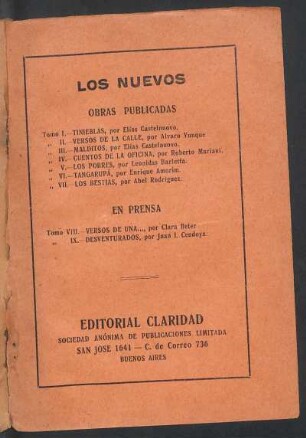 Los Nuevos - Obras publicadas [y] En prensa