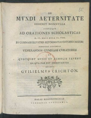[1]: De Mundi Aeternitate Disserit Nonnulla ...