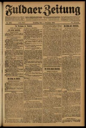 Erste Ausgabe vom Samstag, den 09. Dezember 1916.