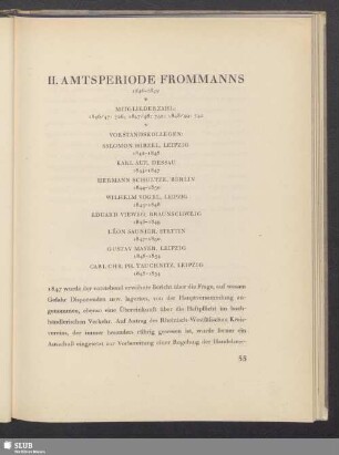 II. Amtsperiode Frommanns