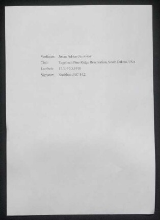 [Tagebuch Pine Ridge Reservation, South Dakota, USA]