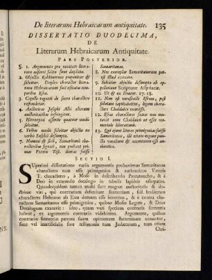 135-142, Dissertatio Duodecima