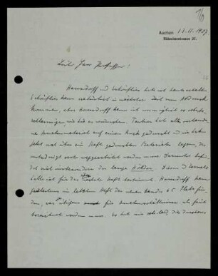 Nr. 16: Brief von Otto Blumenthal an David Hilbert, Aachen, 13.11.1907